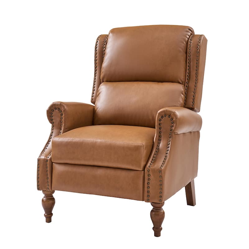 Terri Traditional Vegan Leather Manual Push Back Recliner by HULALA HOME