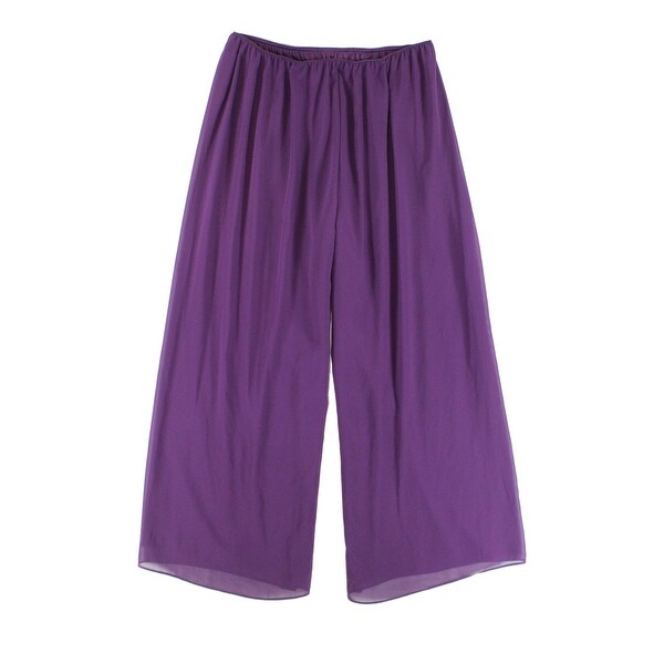 Shop Alex Evenings Purple Womens Size 1X Plus Chiffon Wide-Leg Pants ...