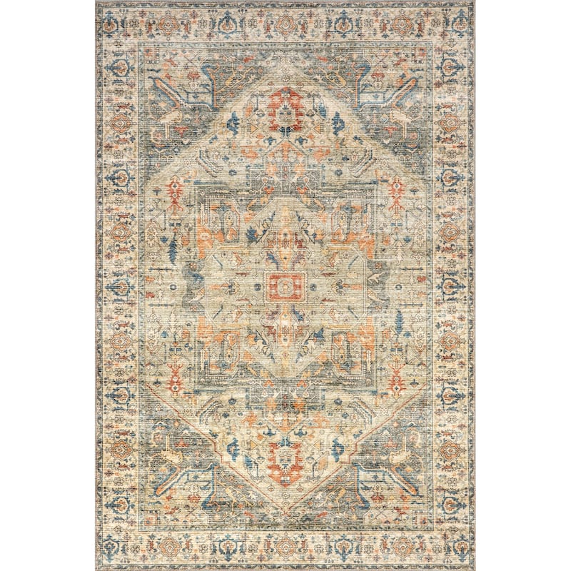 Nuloom Brielle SpinClean Machine Washable Vintage Medallion Area Rug