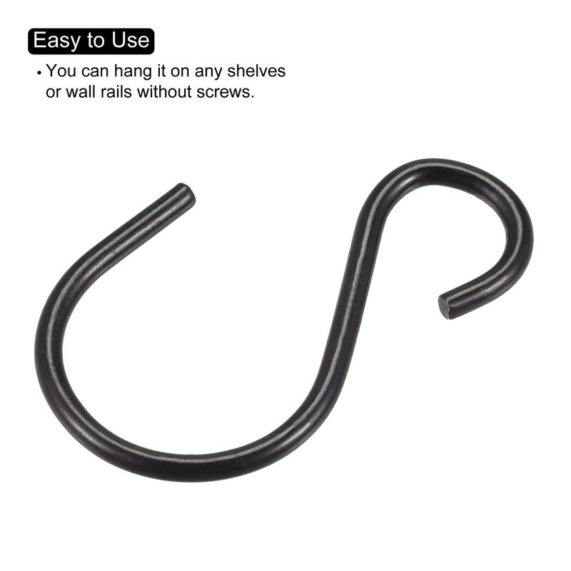 20pcs S Hanging Hooks 1.5 x 0.9 Inch S Shaped Hanger Black
