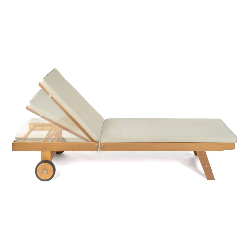 Adjustable Outdoor Chaise Lounge w/ Cushion & Wheels - JONATHAN Y