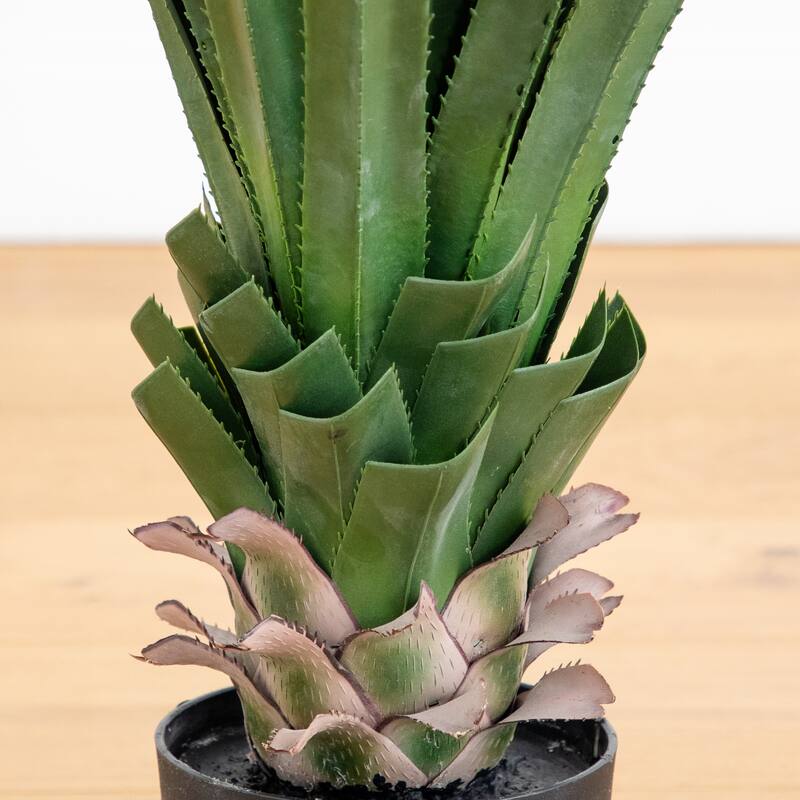 4-ft UV Resistant Spiked Agave Plant in White Tower Planter