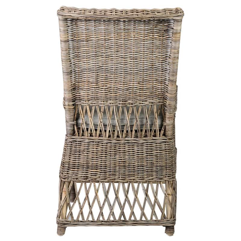 Handwoven Natural Rattan Cushioned Dining Chair by East at Main