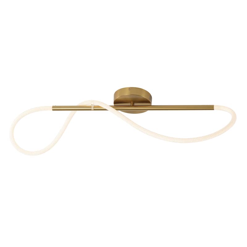 Lisette Contemporary Minimalist 360 Adjustable Silicone Neon Rope Dimmable Linear Integrated LED Flush Mount, by JONATHAN Y - 33" - Brass Gold