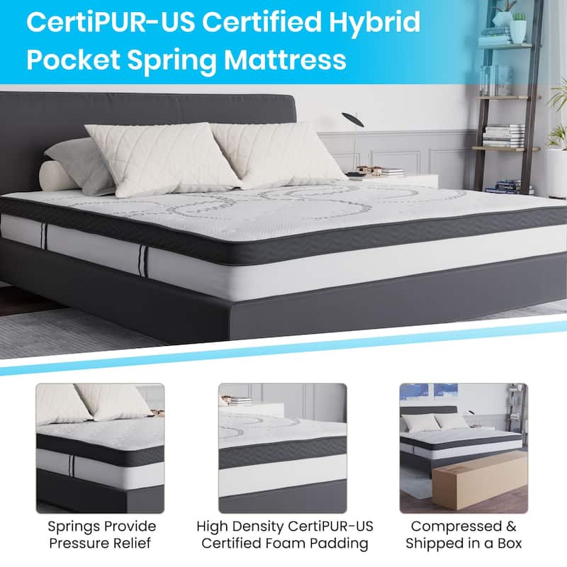 Tufted Platform Bed with 10 Inch Pocket Spring Mattress