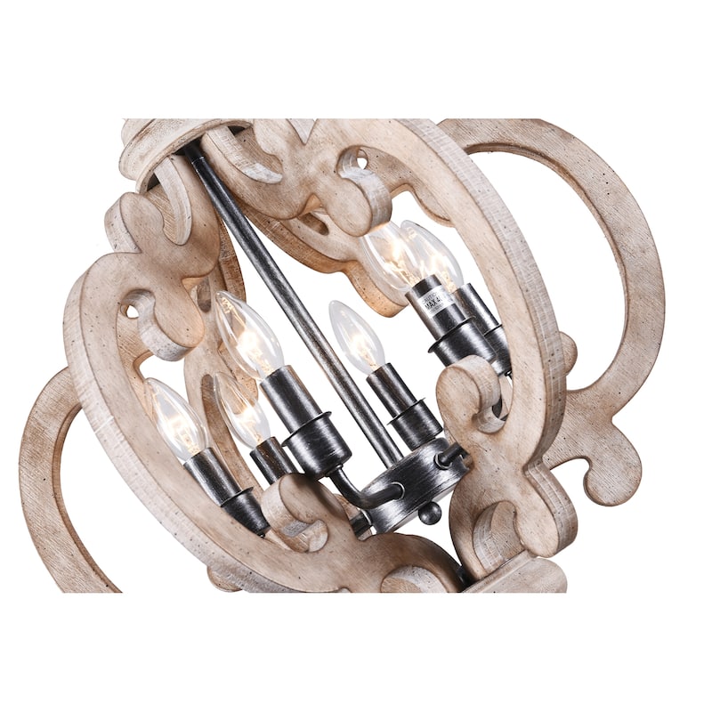 Bella Depot 6-Light Vintage Wood Lantern Chandelier Distressed Kitchen Pendant Lighting