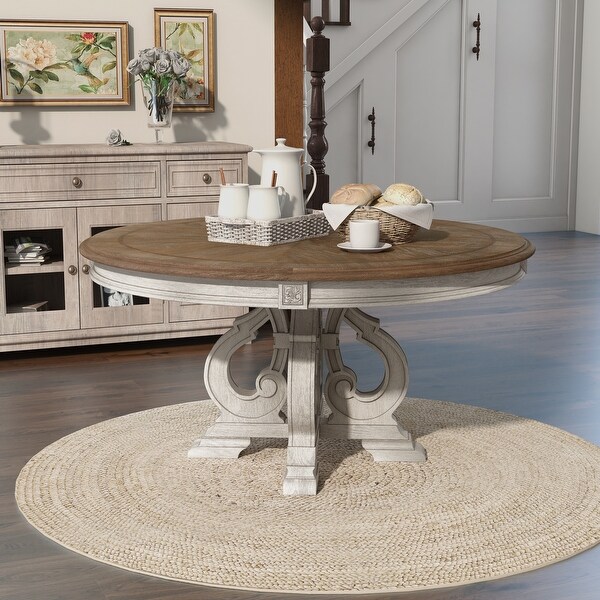 60 inch round white discount pedestal dining table