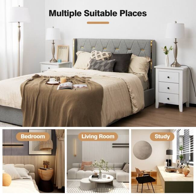 3-Piece Modern Nickel Finish Lamp Set-Silver - 11.5" x 11.5" x 28" (L x W x H)