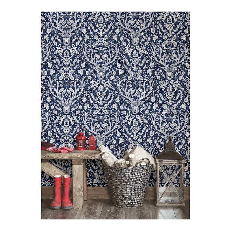 NuWallpaper Navy Escape to the Forest Peel & Stick Wallpaper - 216in x 20.5in x 0.025in