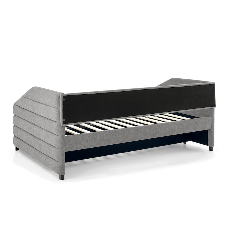 Full Size Daybed with Trundle Upholstered Tufted Sofa Bed, Linen Fabric(82.5"x58"x34")