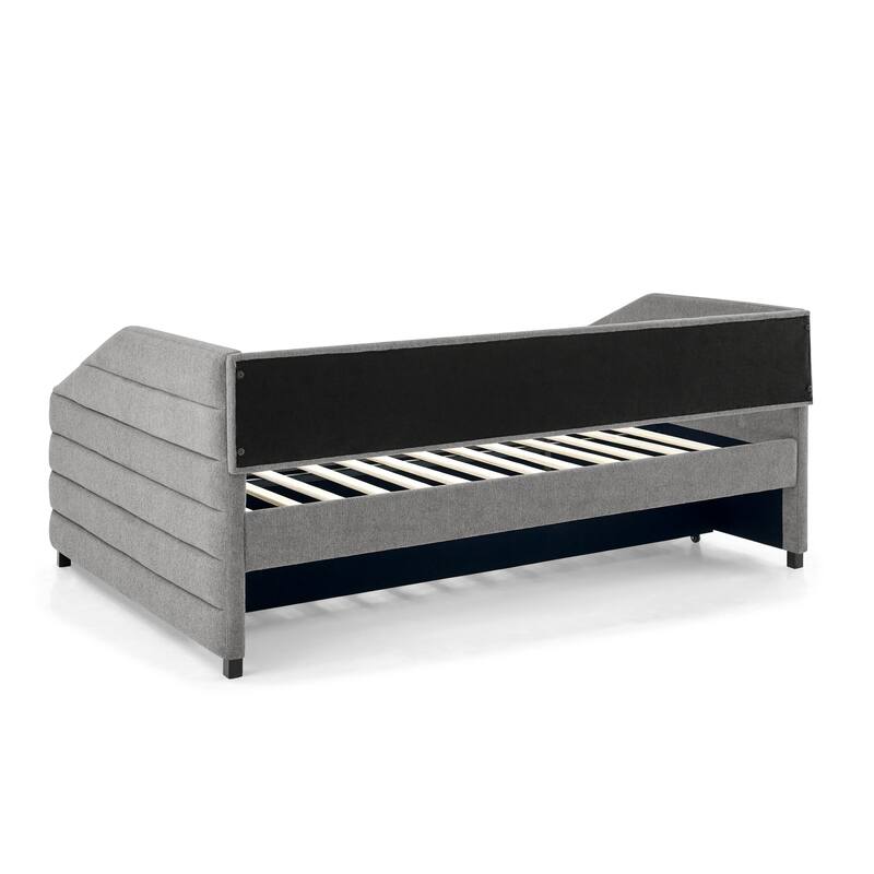 Full Size Linen Fabric Upholstered Daybed with Trundle Bed - Practical & Chic