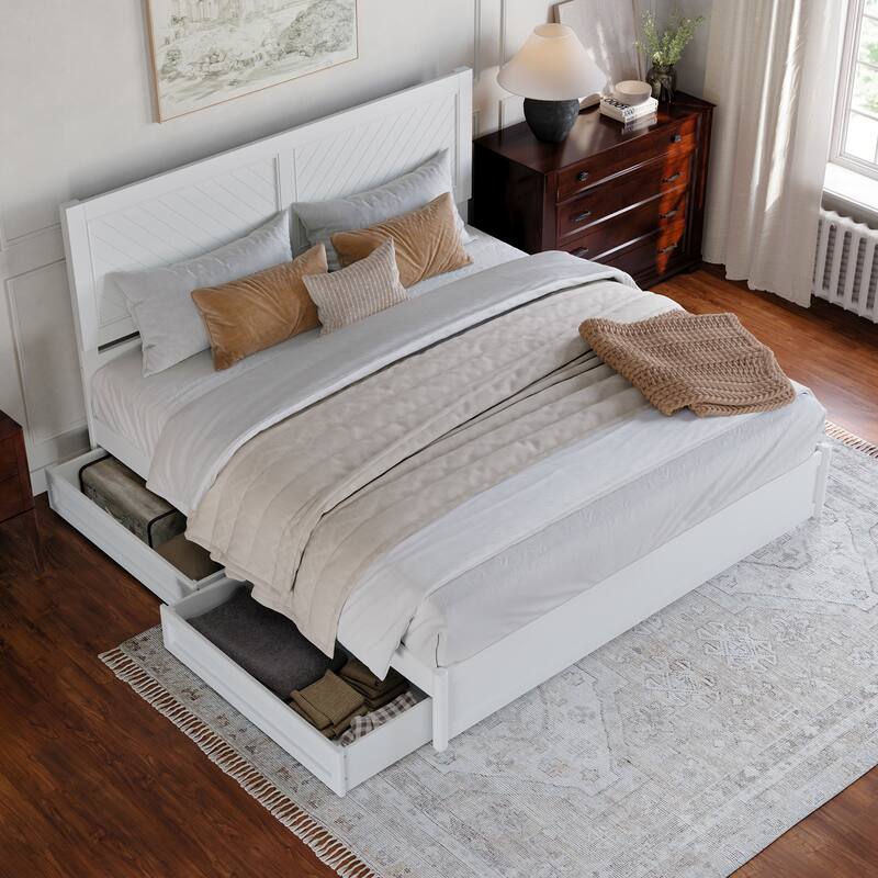 Clayton Platform Bed with Panel Footboard and Storage Drawers