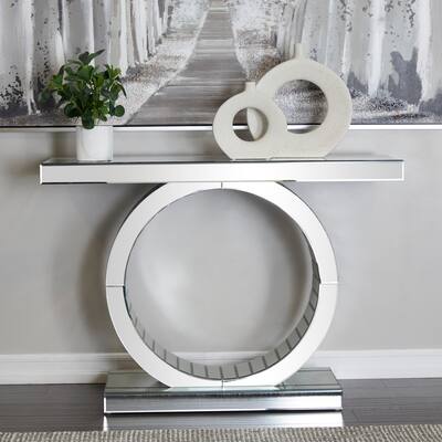 Silver Glass Mirrored Console Table