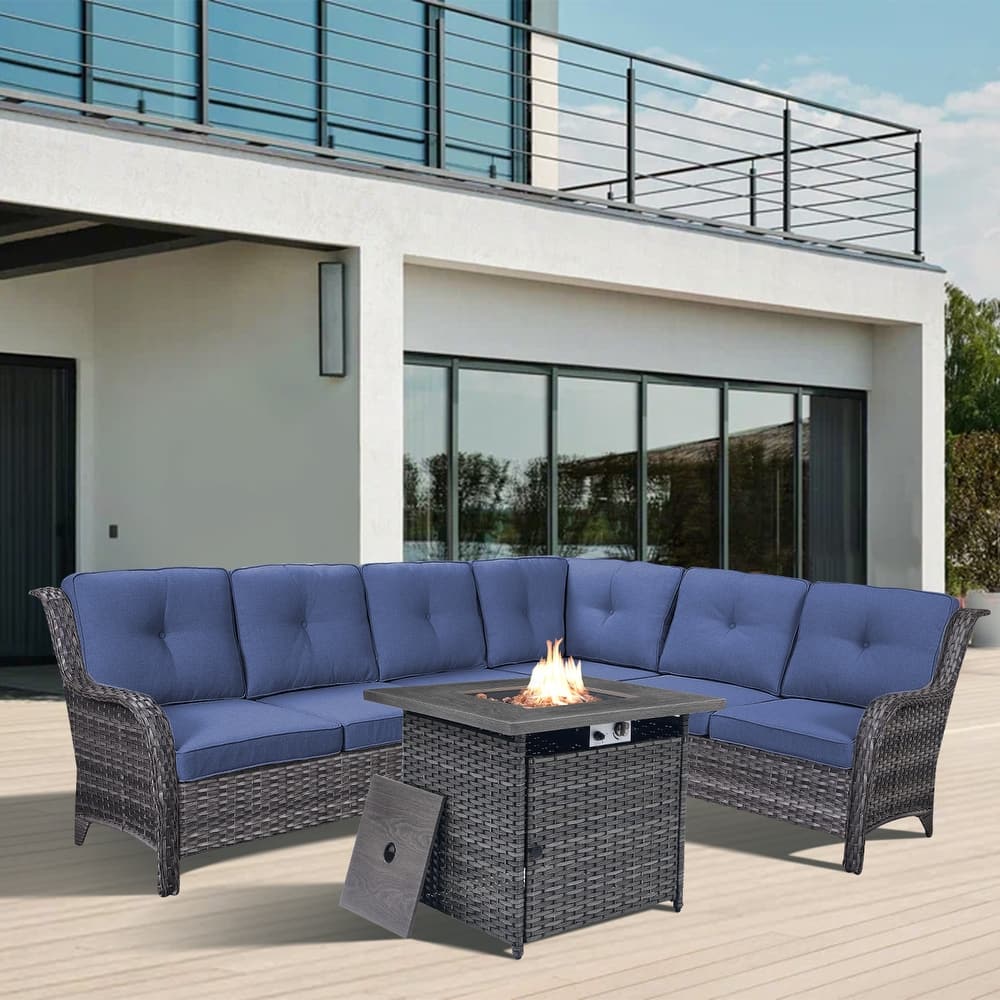 Gymojoy Wicker Outdoor Patio Furniture Sets with Fire Pit Table