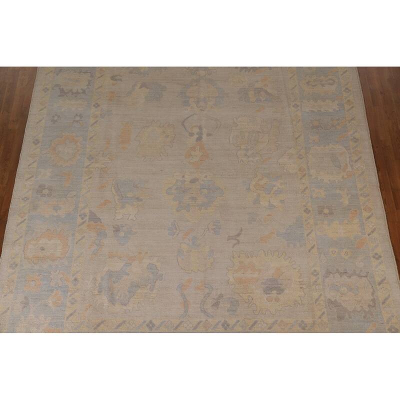 Vegetable Dye Oushak Oriental Area Rug Handmade Wool Carpet - 9'3"x 11'10"