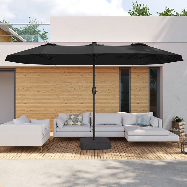 aluminum vs wood patio umbrella Formosa Covers 7.5ft market crank & tilt color Hunter Green Superior shade solution for large patios BONOSUKI 15x9ft Double-Sided Patio Umbrella