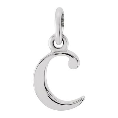 14K White Gold Lowercase Initial C Pendant