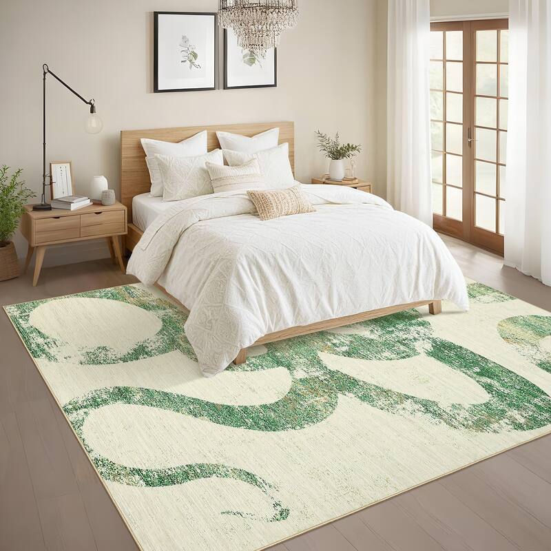 Modern Washable Area Rug Animal Snake Pattern Rug Home Decor Snake Carpet, Low Pile Non Slip Rug