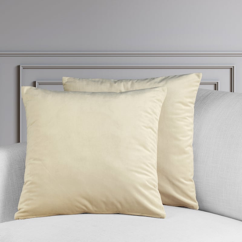 Exclusive Fabrics Heritage Plush Velvet Cushion Cover (Set of 2) - Light Beige