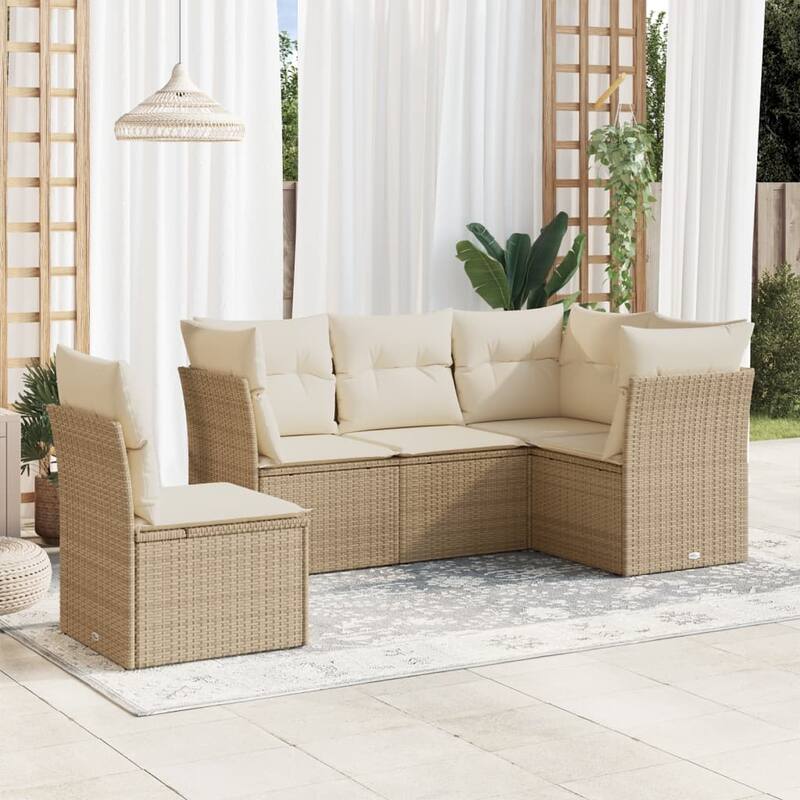 vidaXL Garden Sofa Set Beige, Cream White - 24.4 x 24.4 x 27.2