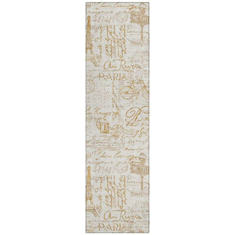 Machine Washable Indoor/Outdoor Modern Paris Chantille Rug