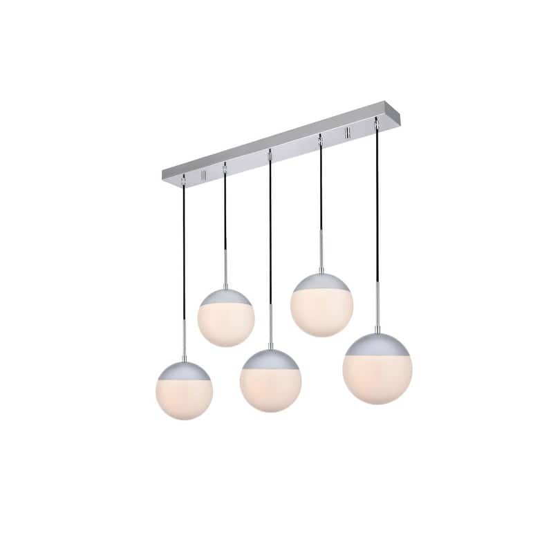 5-Light 42 inch Pendant with Frosted White Glass