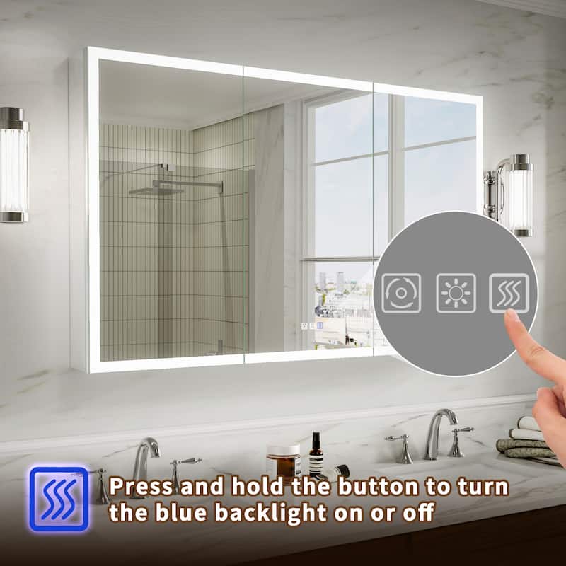 Modland 36"-48"W x 30"H LED Bathroom Medicine Cabinet Dimmable Anti-Fog,Recessed or Surface Mount