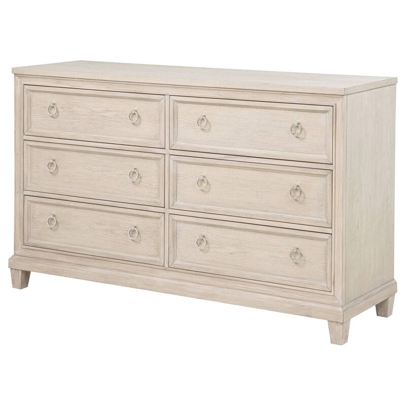 Pembroke 6-drawer Bedroom Dresser with Mirror Washed Oak