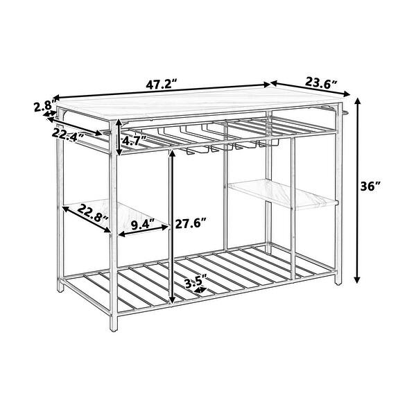 Kitchen Island with Glass Racks and Large Worktop Bed Bath & Beyond