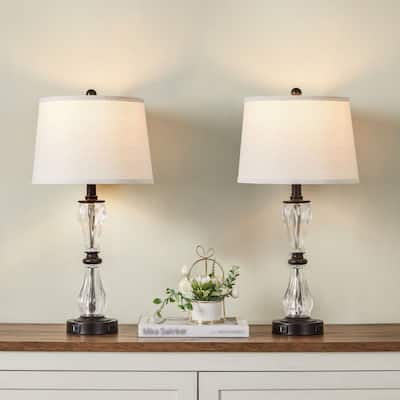 KAWOTI 26'' Table Lamp Set Touch Control with USB Port, AC Outlet and Bulbs - W12" * H26"