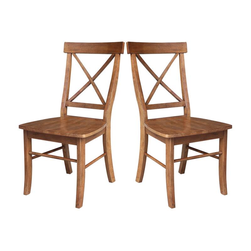 Set of Two X-Back Dining Chairs - Distressed Oak