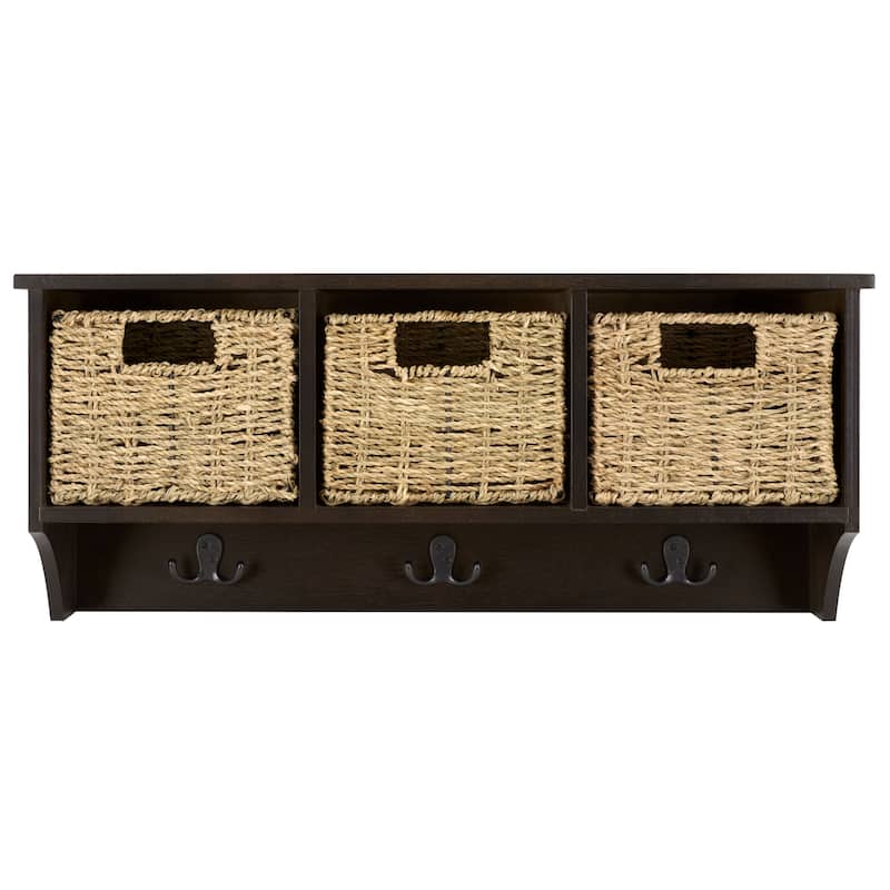 SAFAVIEH Jemina Black Hanging 3-Basket Wall Rack - 28" x 7.8" x 12" - 28"W x 8"D x 12"H