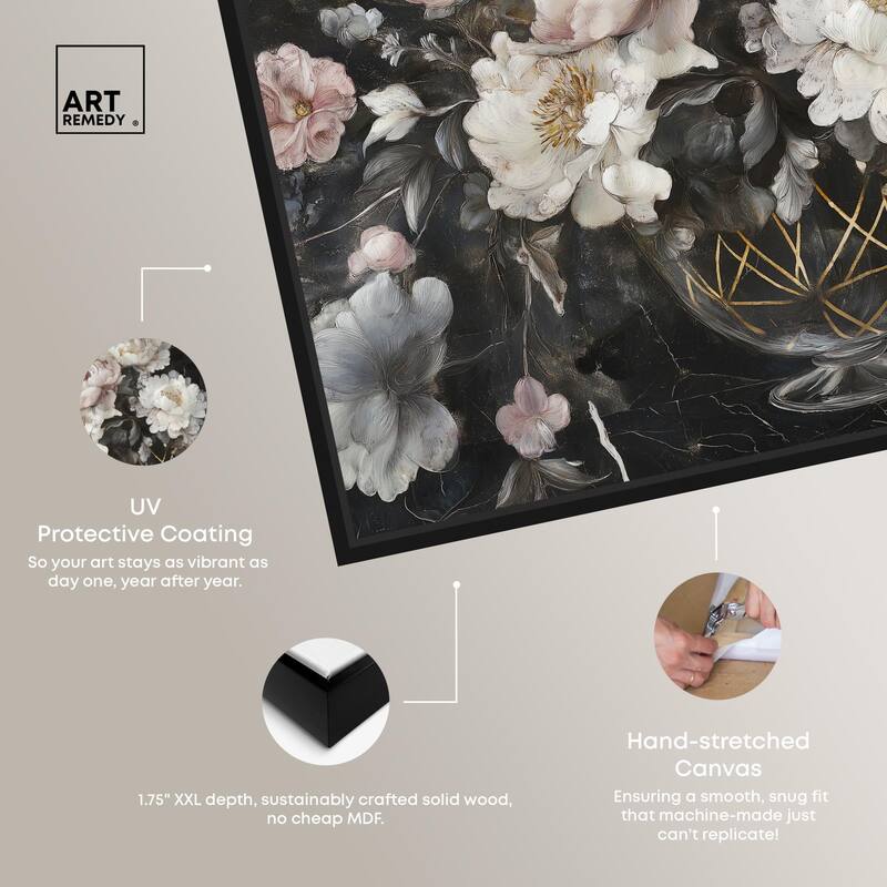 Peonies in Glass Vase Canvas by Art Remedy