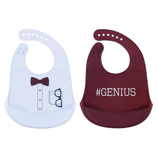 slide 1 of 1, Little Treasure Baby Boy Silicone Bibs 2pk, Genius, One Size - Genius - One Size One Size - Genius