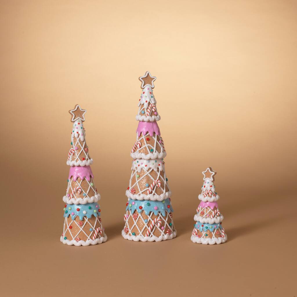 Set of 3 Pastel Gingerbread Trees - N/A