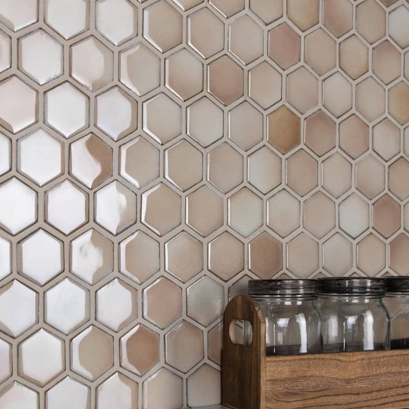 Merola Tile Hudson Due 2" Hex Truffle 10-7/8" x 12-5/8" Porcelain Mosaic Floor and Wall Tile