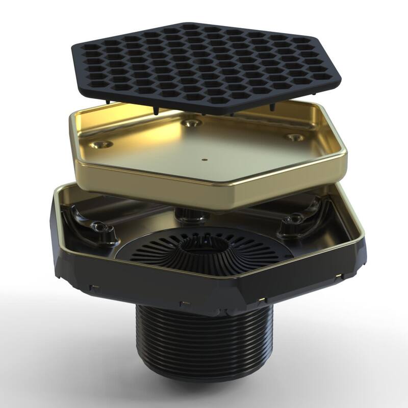 Ebbe America ETHX Hex - Tile-In Hex Drain - Champagne Gold