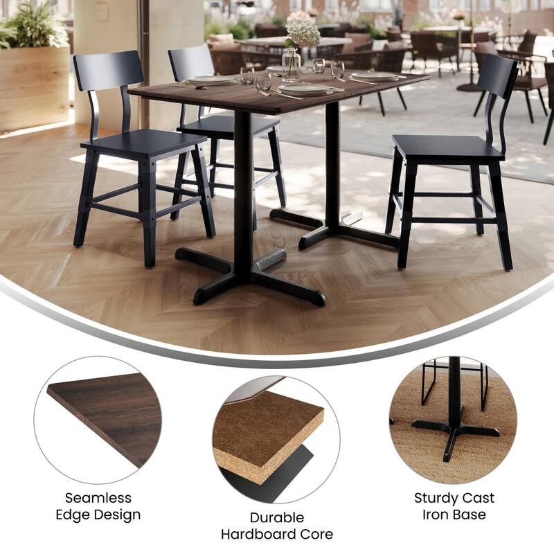 Commercial HPL Tabletop with Table Height Crisscross Base - 48"W x 30"D x 29.5"H