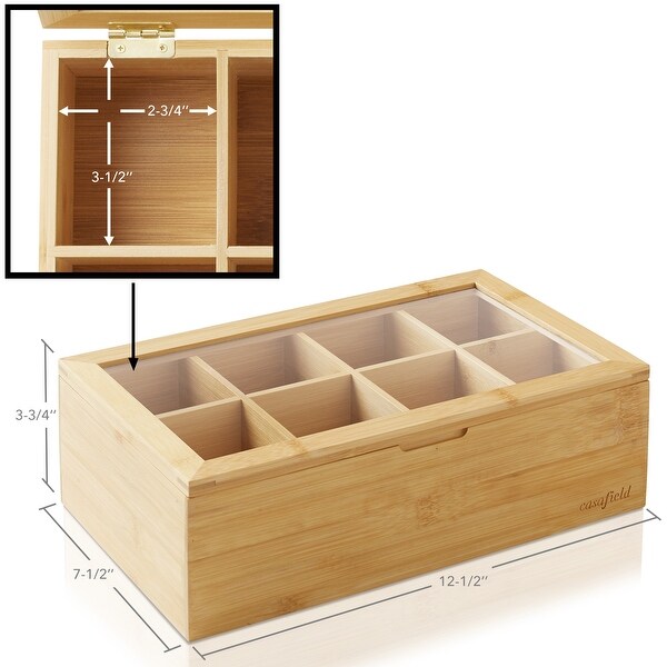 Bamboo Tea Box Organizer, Storage Chest for Tea Bags by Casafield