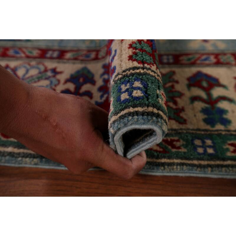 Traditional Blue Kazak Area Rug Handmade Wool Carpet - 5'1" x 6'10"