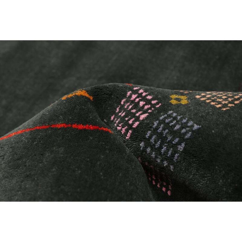 ECARPETGALLERY Hand Loomed Kashkuli Gabbeh Dark Green Wool Rug - 4'11 x 6'10