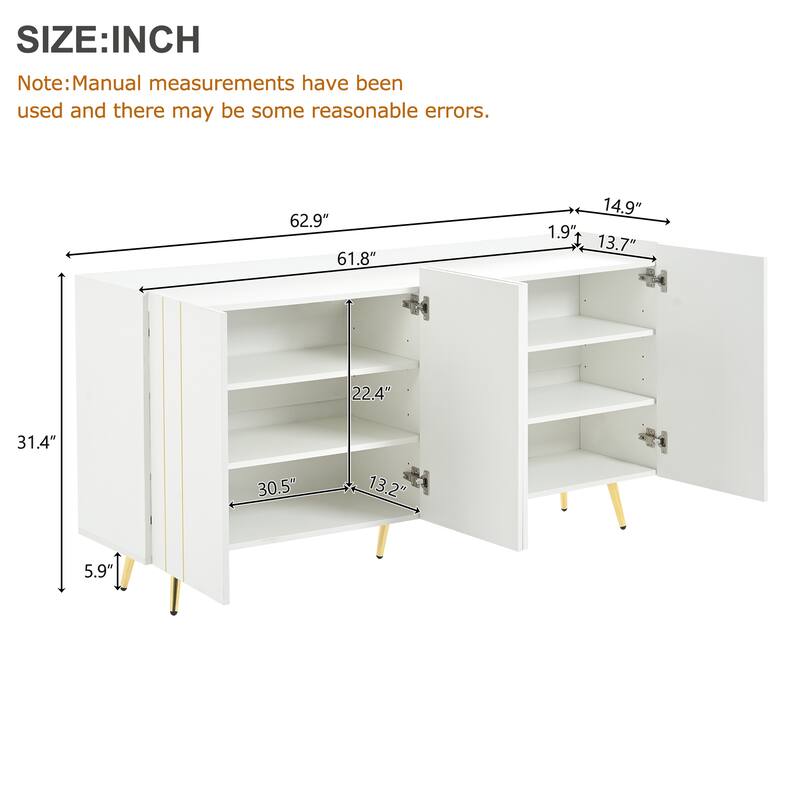 Wood Shoe Cabinet for Entrance, Modern Narrow Cabinet with Gold Metal Legs, Adjustable Shelves, Decorative Hallway Console
