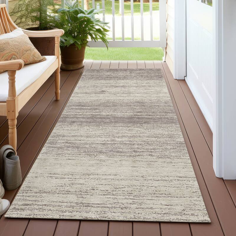 Machine Washable Indoor/ Outdoor Chantille Ombre Stripes Rug - Taupe - 2'3" x 7'6"