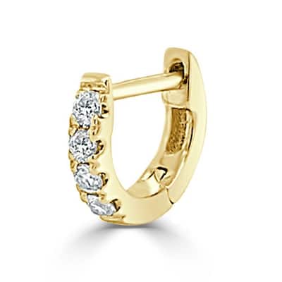 Joelle Collection Half-a-Pair Tiny Huggie Small Hoop Earring 0.06 cttw. 14K Gold - Perfect for Second Hole - 8mm