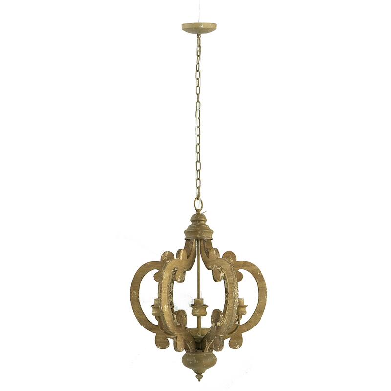 Farmhouse Chandelier, 6-Light Wood Chandelier Pendant Light Fixture with Adjustable Chain for Dining Room Living Room Entryway