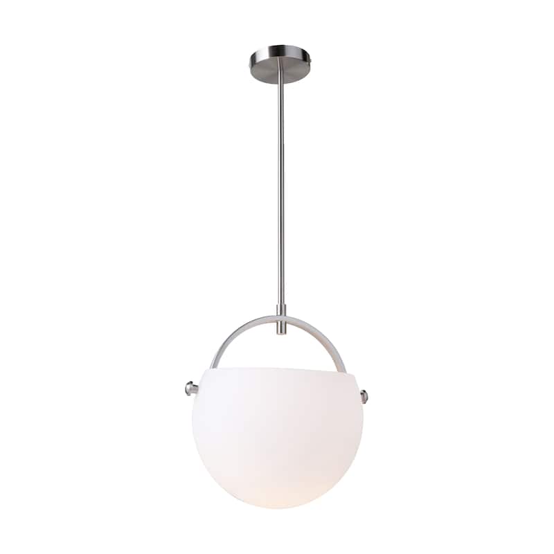Single Opal Glass Pendant (Satin Nickel) - Satin Nickel