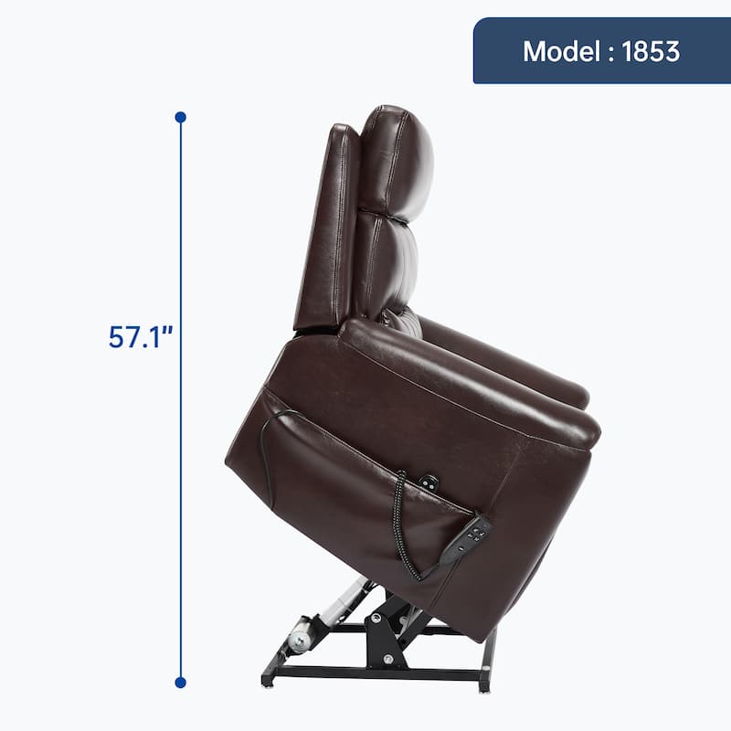 Roomfitters Dual Motor Power Lift Recliner 180 Flat Infinite Position Heat Massage Heavy Duty Leatherair Sofa