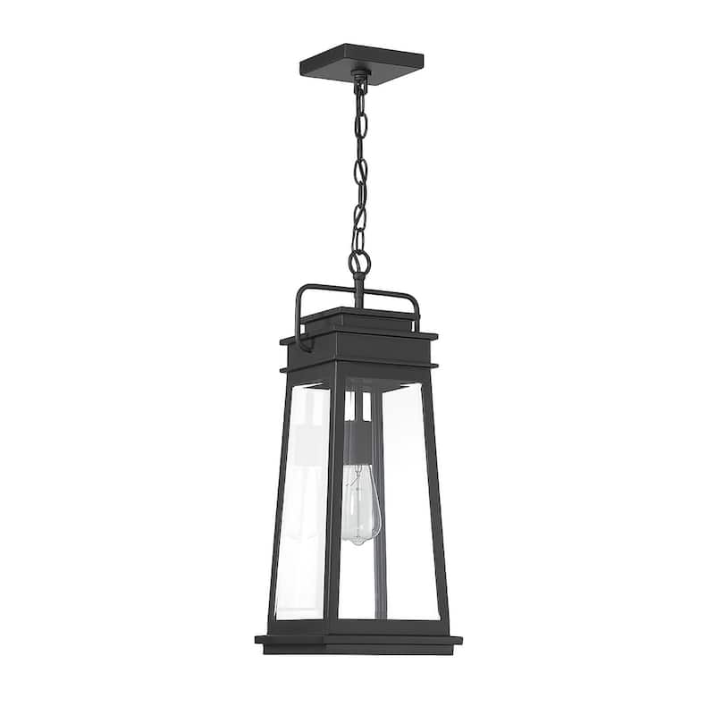Matte Black One Light Outdoor Hanging Lantern from the Boone Collection - Matte Black