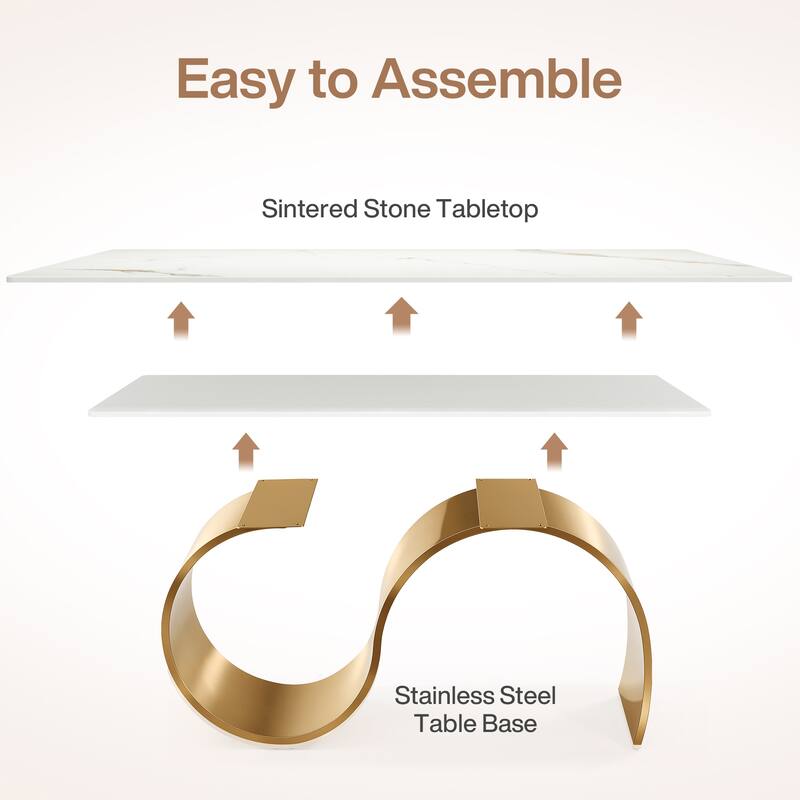 Luxury 78.7" Sintered Stone Office Executive Desk with Stainless Steel Base