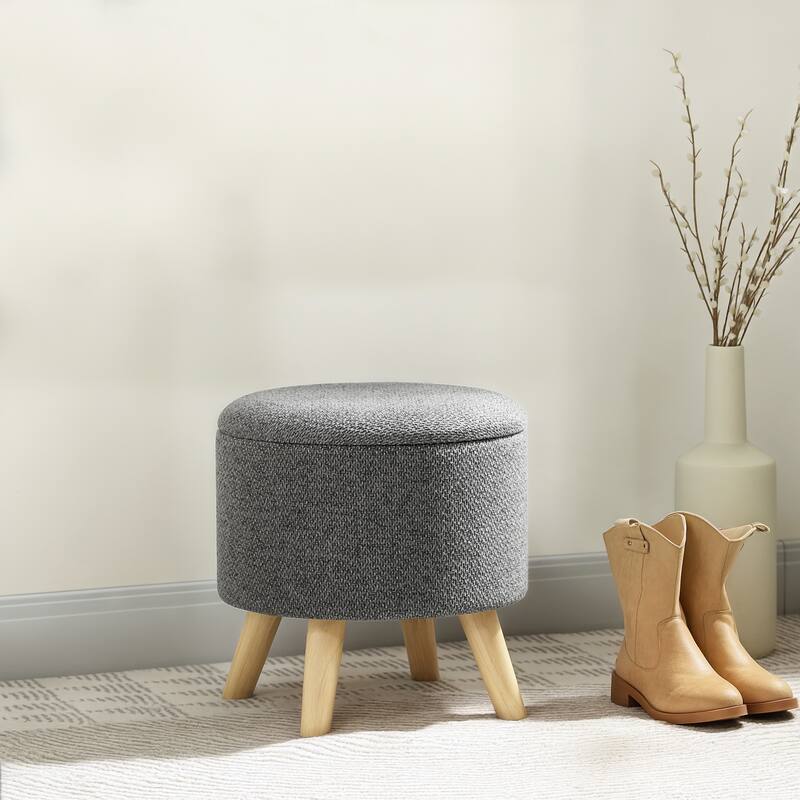 Multifunctional Storage Ottoman with Thick Foam Seat and Hidden Compartment for Living Room or Bedroom - Grey